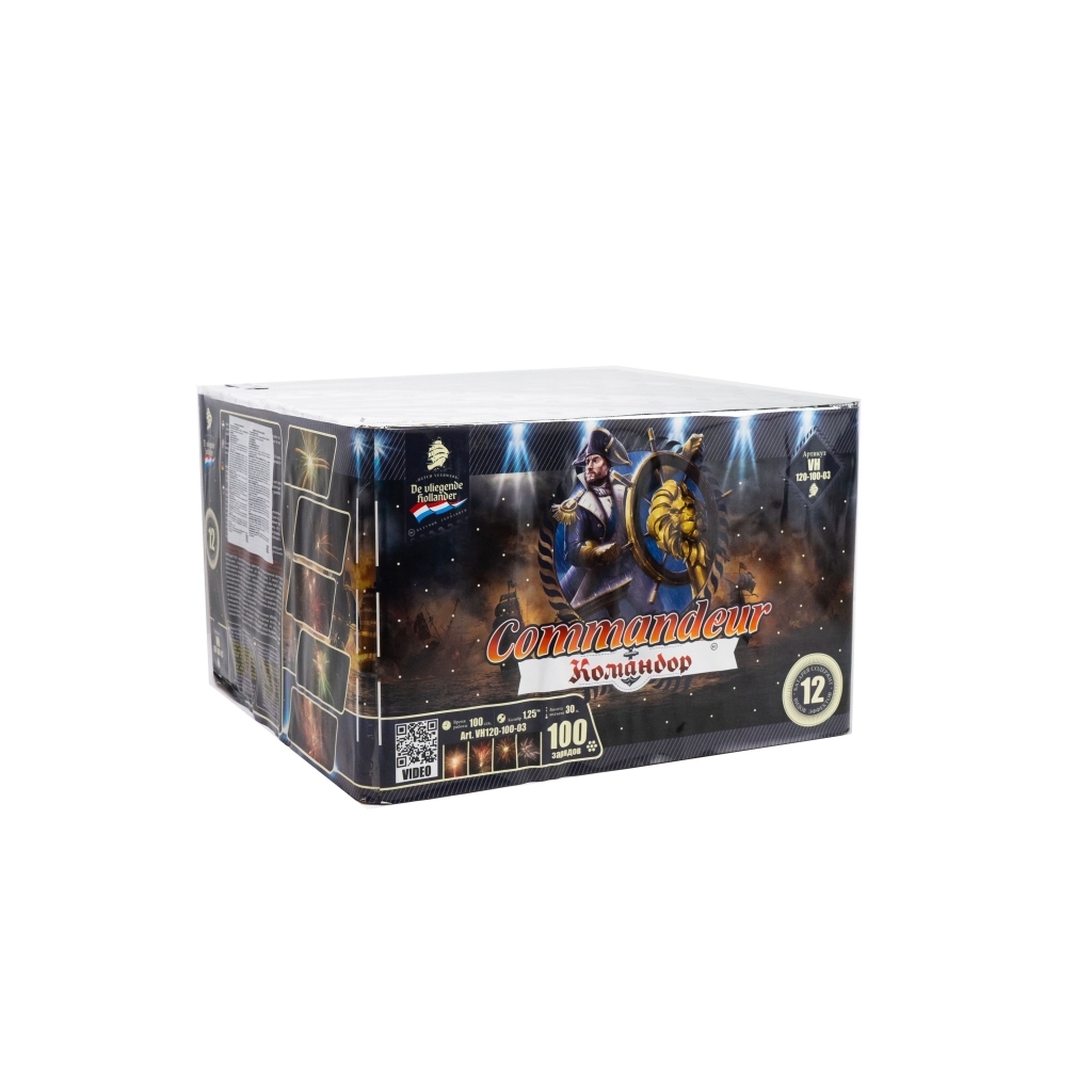 салют КОМАНДОР 100 зарядов батарея салютов 30 мм 12 эффектов Алматы