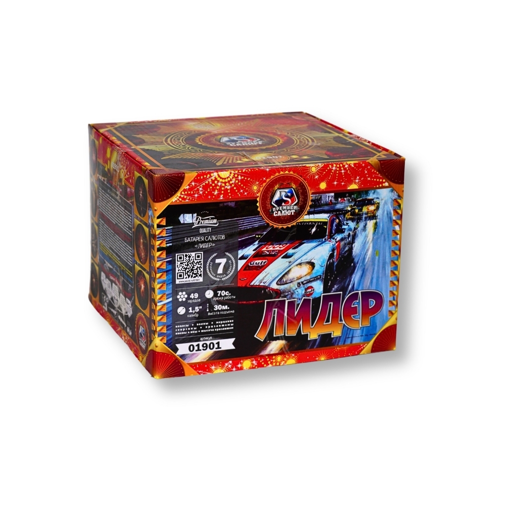 салют ЛИДЕР 49 зарядов 38 мм мощная батарея салютов Алматы